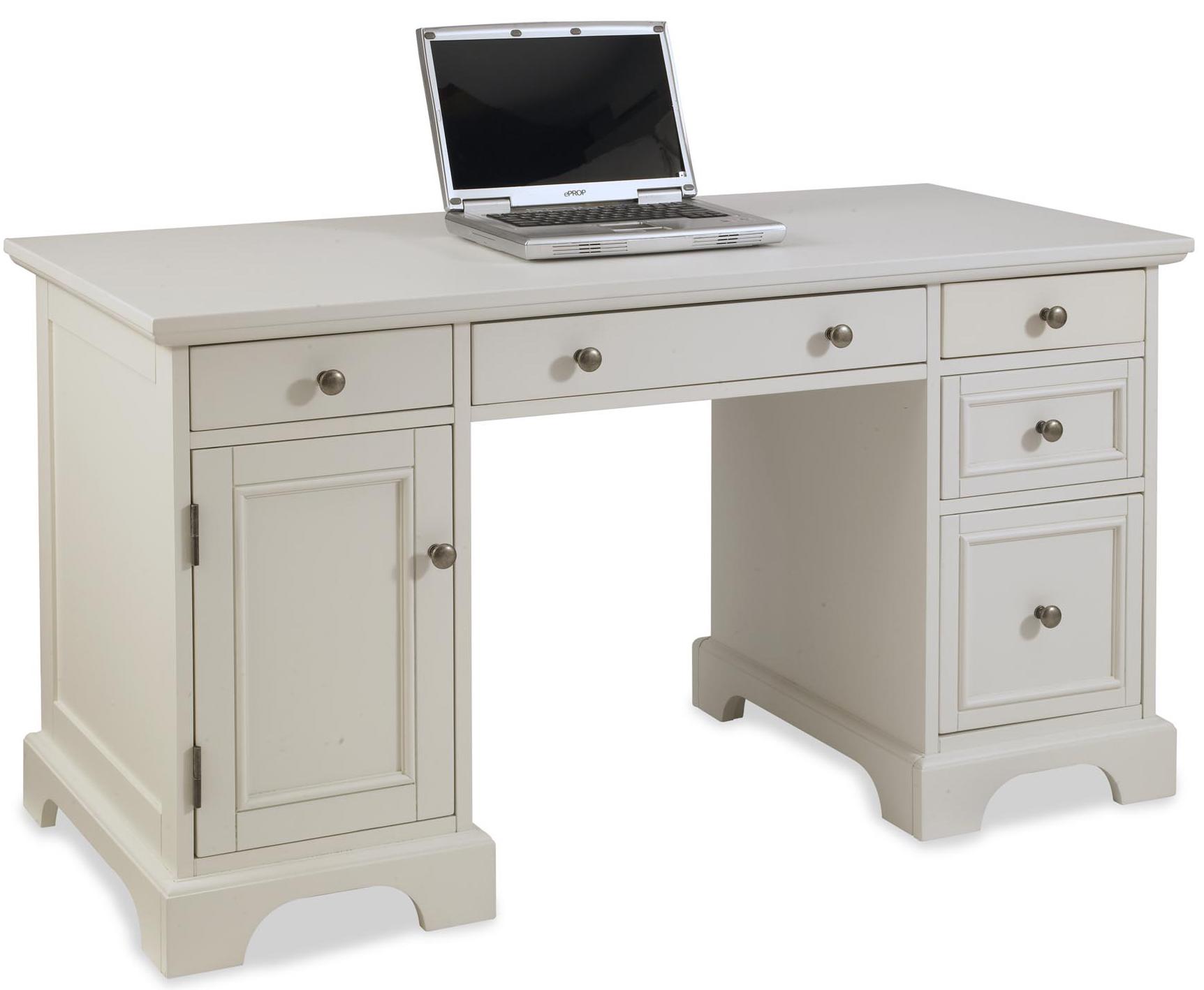 Home Styles Naples White Double Pedestal Desk with 5 Drawers AHFA